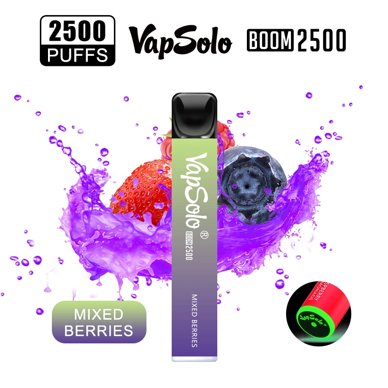 Latest Products in Market Salt Nicotine 20mg Vapsolo Boom Colorful Smoking Vapes E Hookah E Shisha 2500 Puffs